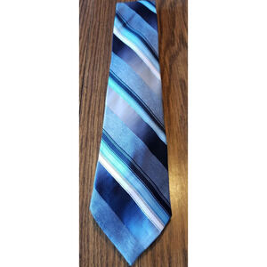 Geoffrey Beene Mens Blue and White Striped Necktie Tie